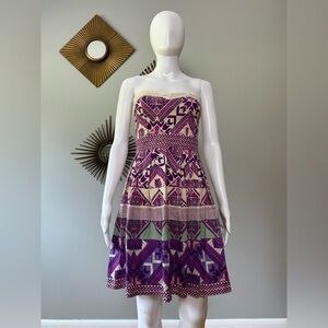 Purple Mix Print Strapless Sundress